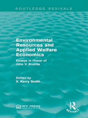 cover image of Environmental Resources and Applied Welfare Economics